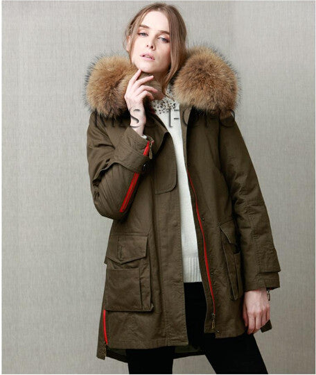 TOP quality new 2016 winter jacket coat women's parkas army green Large - Shopy Max