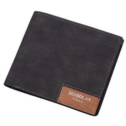 Hot selling Chic Korean Men's Bifold Business Matte Leather Wallet Card Holder Purse Stripes