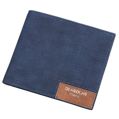 Hot selling Chic Korean Men's Bifold Business Matte Leather Wallet Card Holder Purse Stripes