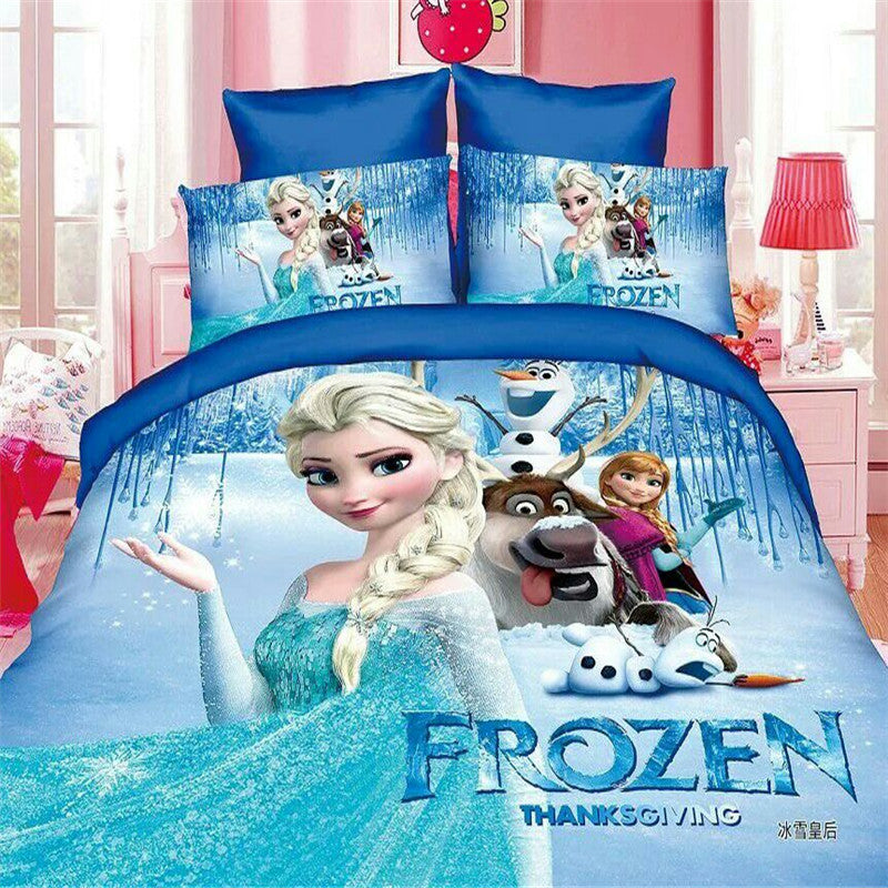 disney cartoon Frozen Elsa bedding sets single twin size 2/3/4pc princess anna girls kids babys room decor 3d bed linens sheets