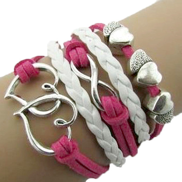 Double Heart Infinity Bracelet