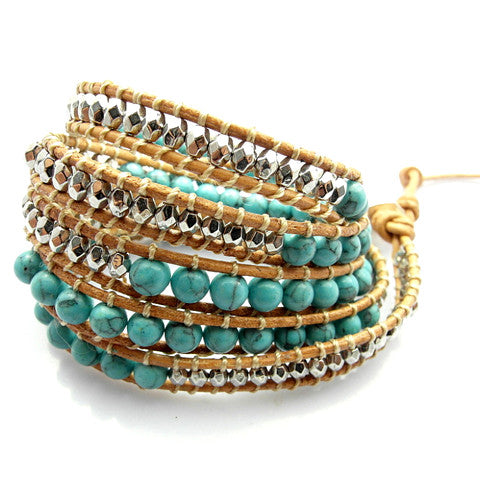 Turquoise Desert Hex Wrap Bracelet