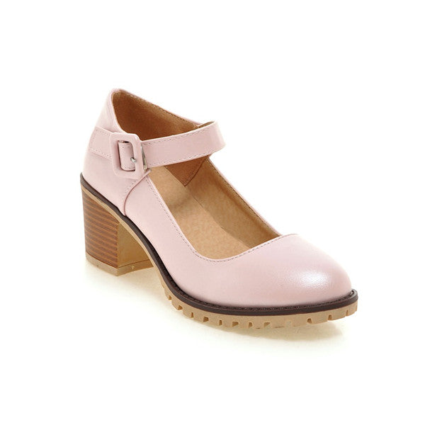 Meotina Shoes Women Round Toe Spring Pumps Chunky High Heels Mary Jane Causal Ladies Shoes