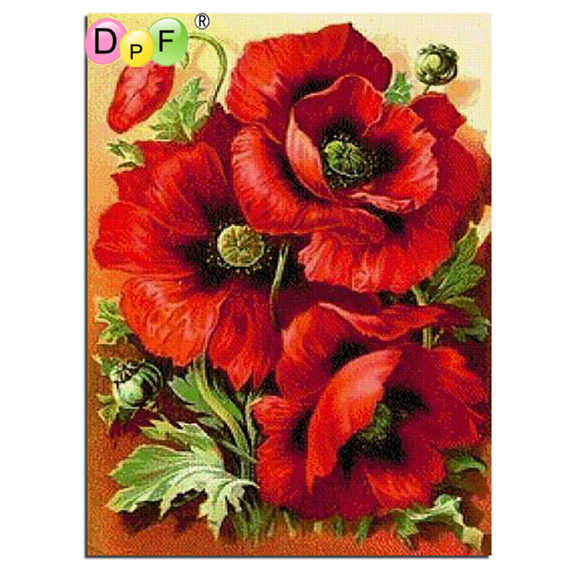 Diy square full Diamond Painting cross stitch Russia Flowers red rose diamond mosaic embroidery