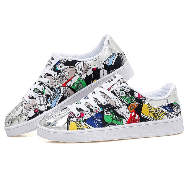 HZXINLIVE 2019 Fashion Women Vulcanized Shoes Sneakers Ladies Lace-up