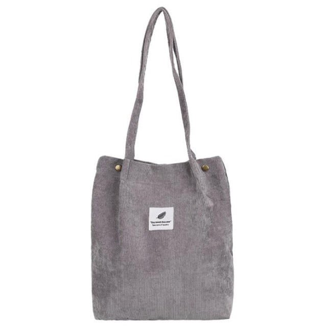 High Capacity Women Corduroy Tote Ladies Casual Shoulder Bag