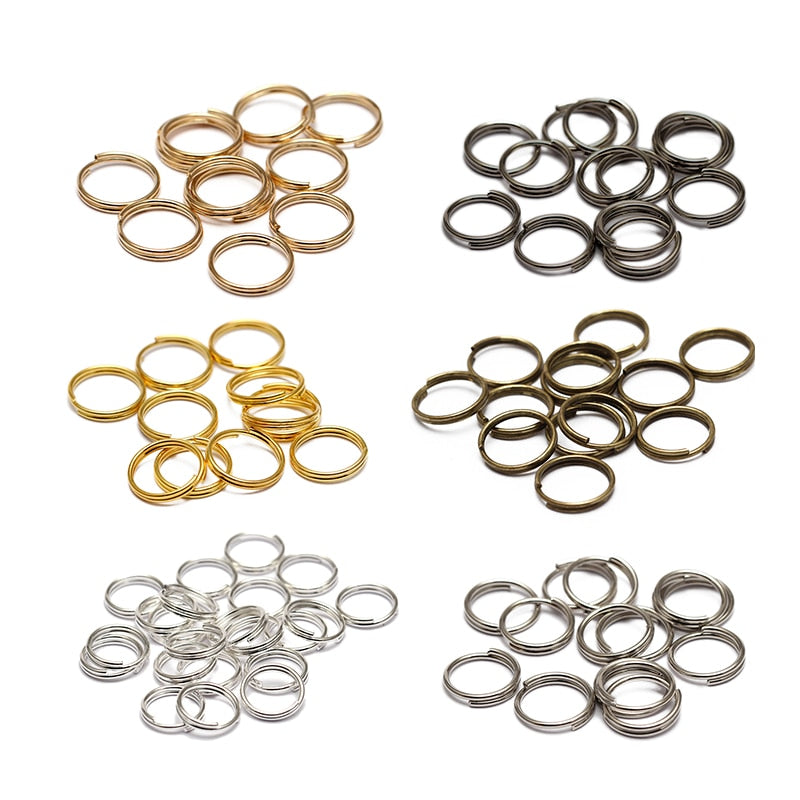 200pcs/lot 5 6 7 8 10 12 14 mm Open Jump Rings Double Loops Gold Color Split Rings