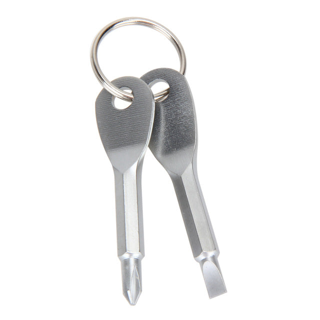 2Pcs Stainless Steel Multi Tools Key Ring EDC Screwdriver Set Pocket Outdoor