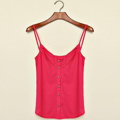 GUMPRUN Fashion Blouse Women Tank Top Sexy V Neck Button Ladies Blusas Casual Summer - Shopy Max