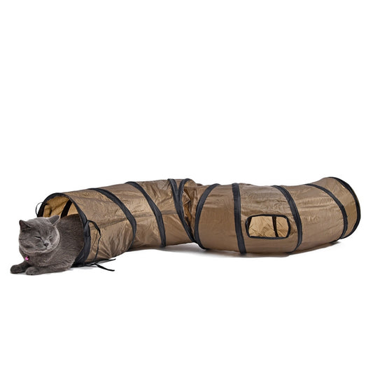 "S"Funny Pet Tunnel Cat Play Tunnel  Brown Foldable 1 Holes Cat Tunnel Kitten Cat Toy Bulk Cat Toys Rabbit Play Tunnel - Shopy Max