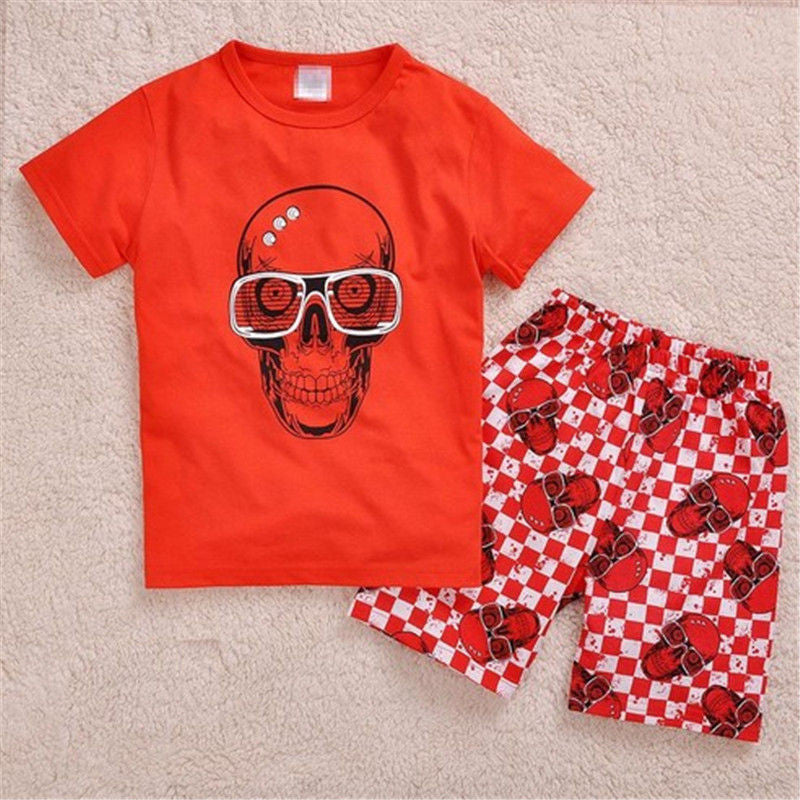 2016 new summer cotton short sleeve clothes sets kids pajamas girls pijama boys children's - Shopy Max