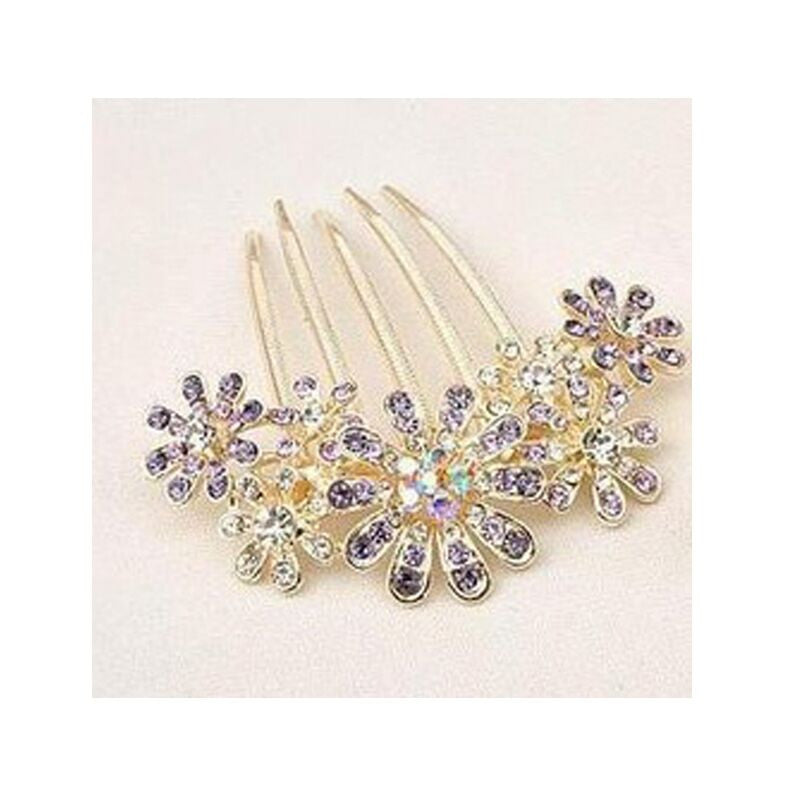 South Korea crystal ornaments luxury plate inserted hair comb fashion crystal flower hair fork hairpins - Shopy Max
