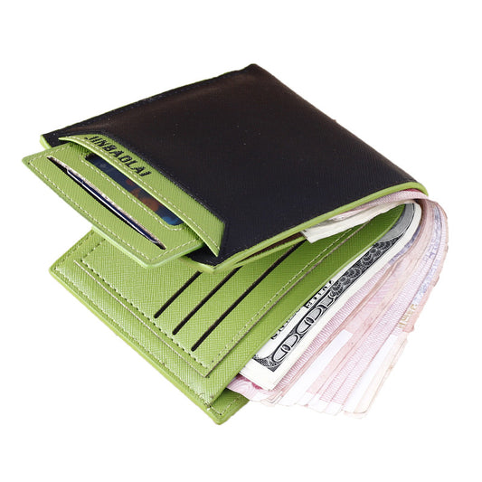 Men Short Wallet Quality PU Leather Wallet Multi-Card Bit Folding Purse Hit Color Design Couple Wallet 5 Colors
