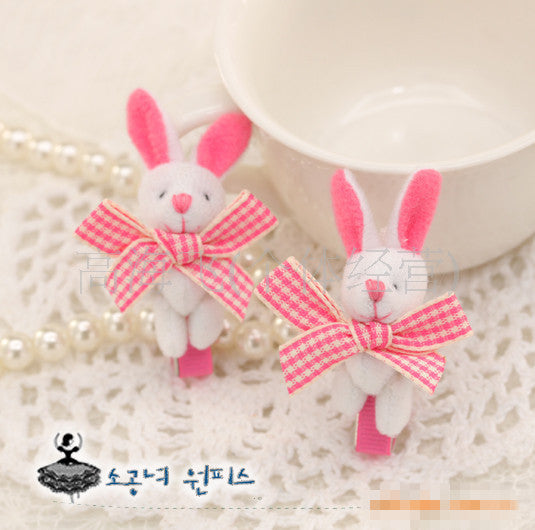 Stereoscopic Small Animal Hairy Rabbit hair accessories Plush Rhinestone Bunny Bear Girls hair - Shopy Max
