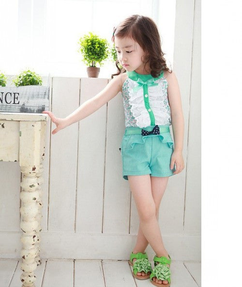 Hot summer style baby girl kids clothes bow princess clothing set baby girls clothes children