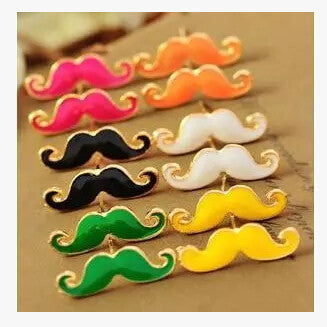 Vintage Moustache Stud Earrings Small Jewelry