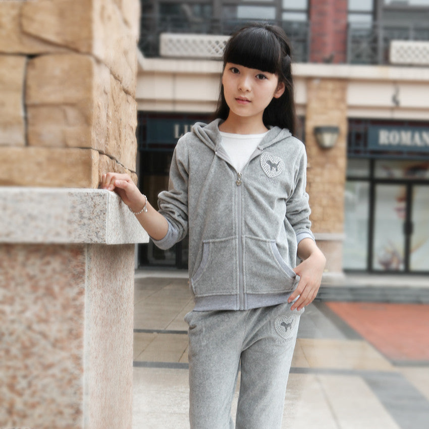 Autumn Girls Sports Suit Velet Children Clothing Sets Baby Kids Sportswear - Shopy Max