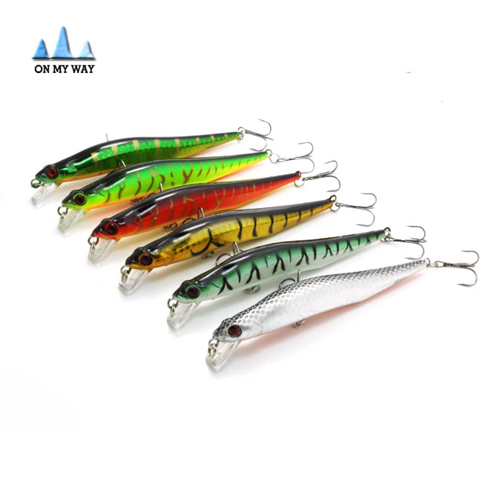 Laser paint lures swimbait wobbler 6pcs/lot 14CM/11G Minnow Fishing lure pesca tackle artificial hard bait plastic - Shopy Max