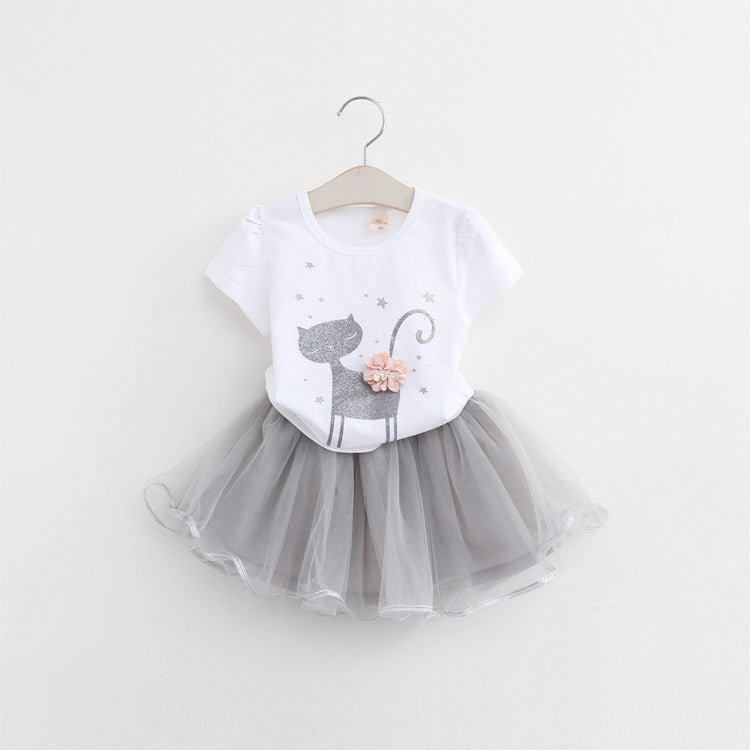 Bear Leader Girls Clothing Sets 2016 Brand Girls Clothes White Cartoon Short Sleeve - Shopy Max