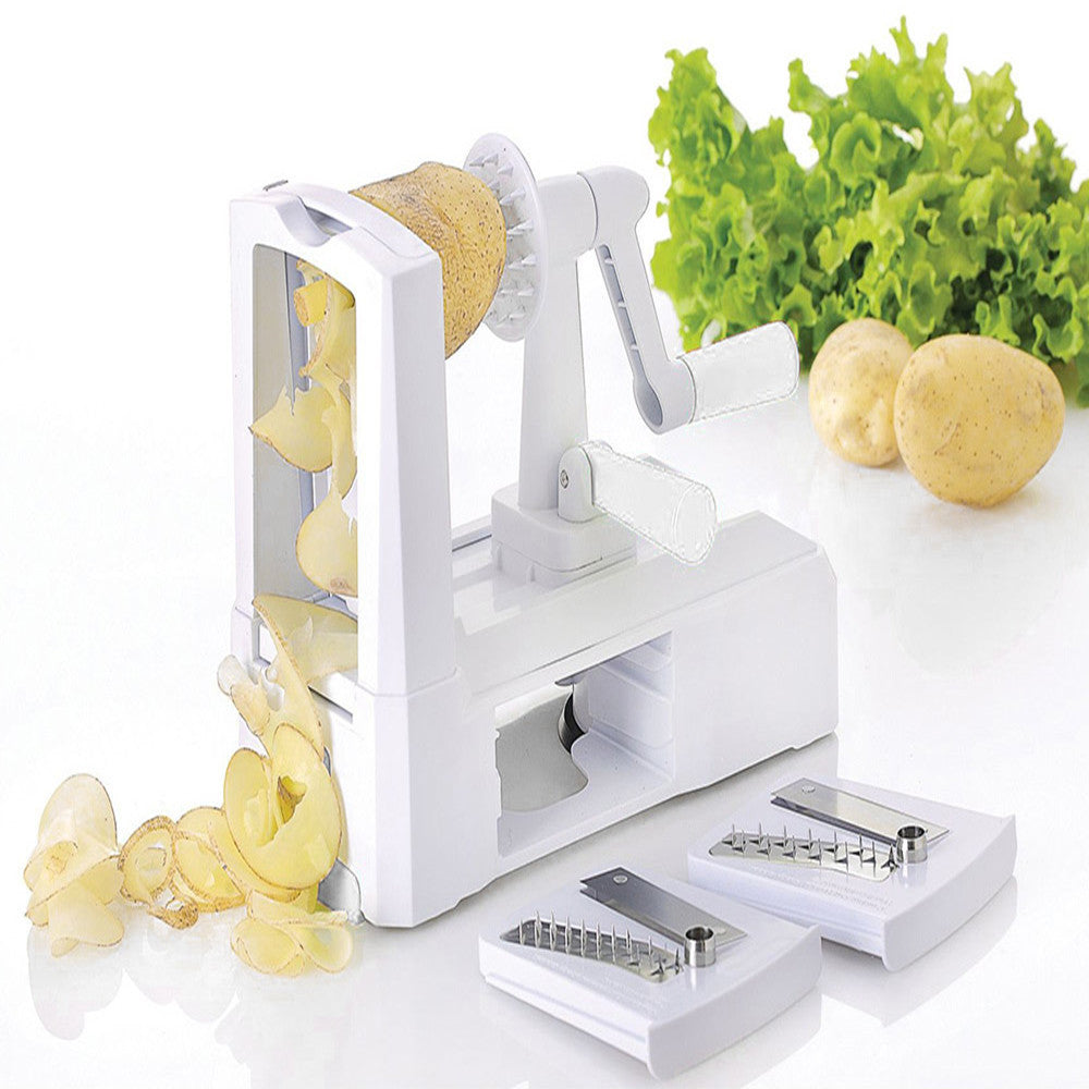 3 In 1 Julienne Spiral Vegetable Choppers Slicer Spiralizer Fruit Veggie - Shopy Max