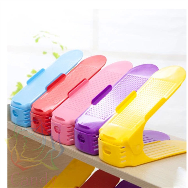 II adjustable solid shoe rack Simple DIY double plastic Creative shoe storage rack Multi color optional shoe cabinet