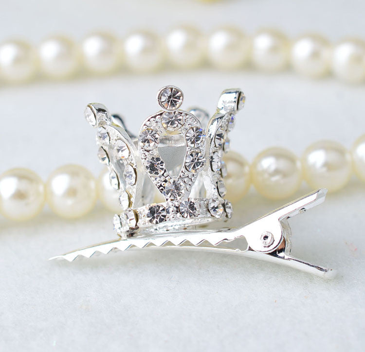 2pieces Fashion Children Girl hair accessories Cute hair clips Shiny Rhinestone Crystal crown - Shopy Max