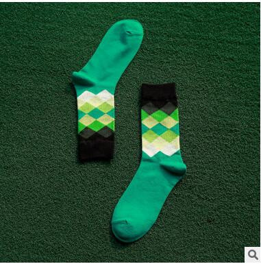 2016 10colors Men's socks British Style Plaid Gradient Color brand elite long cotton - Shopy Max