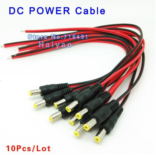 10pcs 2.1x5.5 mm Male plug 12V DC Power Pigtail cable jack for CCTV - Shopy Max