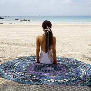 Round Beach Towel 150cm Polyester Towels Summer Large Microfiber Fabric Printed With Tassel Circle Beach Towel Serviette - Shopy Max