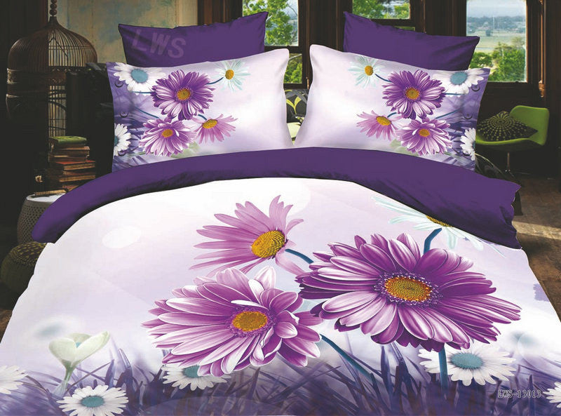 SUPER CHEAP NEW 3D ROSE FLOWERS BEDDING SET 4PC DUVET (DOONA/QUILT) COVERS+FLAT SHEET+PILLOWCASE QUEEN SIZE FREE SHIPPING #008 - Shopy Max