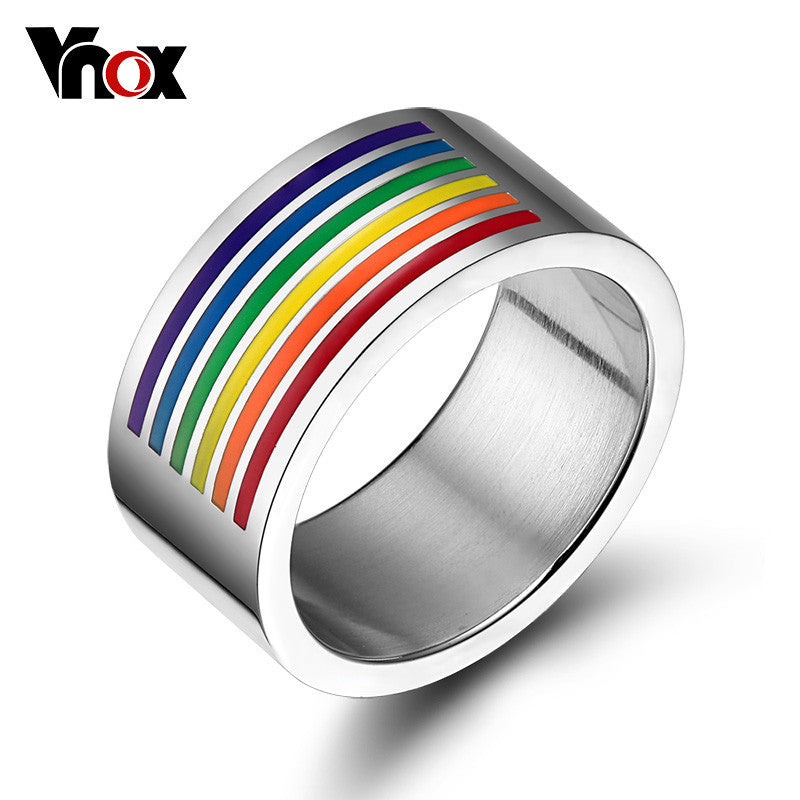 fashion big rainbow ring stainless stee jewelry 10mm top quality PR-006