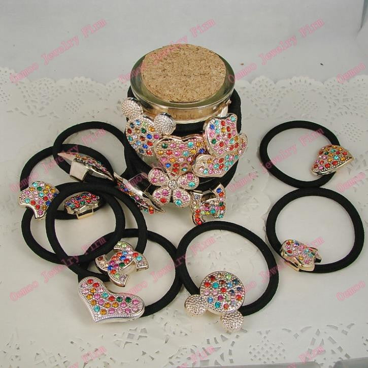 10pcs Mixed style heart star bow Logo lips headwear fashion ring Cute hair - Shopy Max