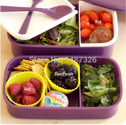 japan style double tier 3-compartment Bento Lunch Box,Food - Shopy Max