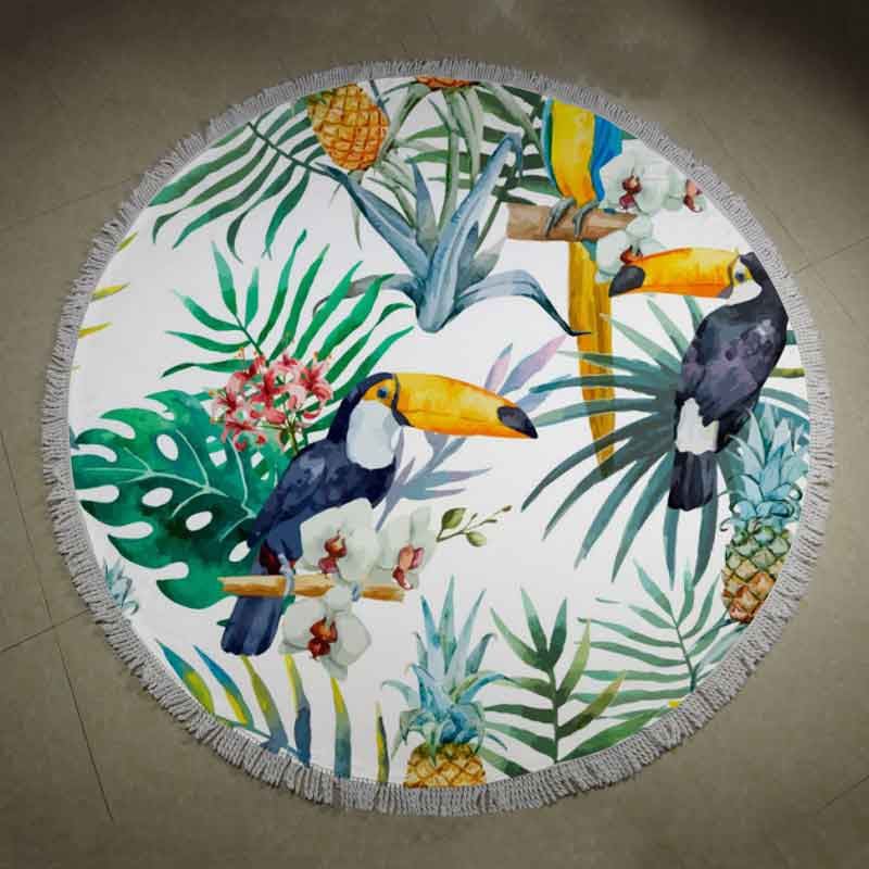 Paris Spring 100% Cotton Round Beach Towel Rond Strandlaken Plage Playa Crocodile Printed Tassel Knitted Swimming Big Towel - Shopy Max
