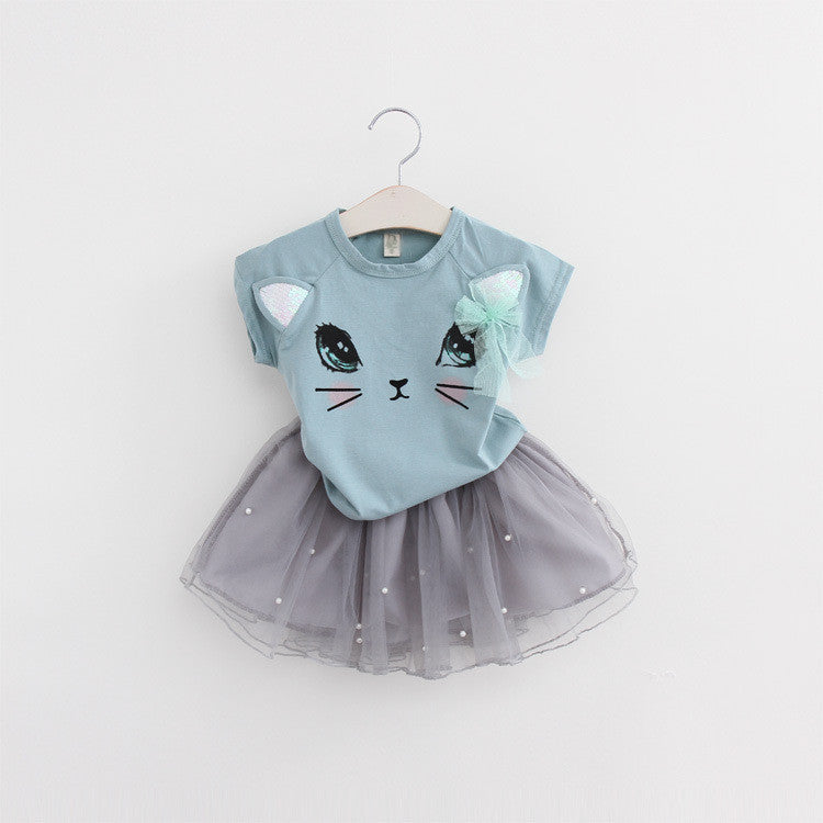 Bear Leader Girls Clothes 2016 Brand Girls Clothing Sets Kids Clothes Cartoon Cat Children - Shopy Max