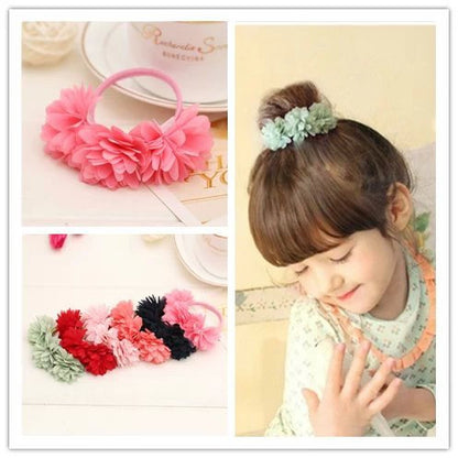 Chiffon flowers children baby girls hair accessories rubber bands barrettes girl headwear bow Retail wholesale Boutique SF-479