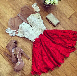 2016 Women Sexy Lace Hollow Dress Summer Style Perspective Dresses O-neck Casual Vestidos fashion Dress