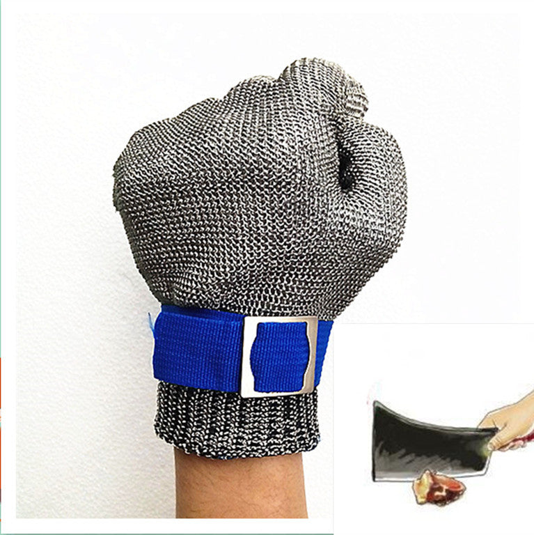 Safety Glove with buckle Cut Proof Stab Resistant Kitchen working glove Stainless Steel Metal Mesh Butcher Clothing cutting - Shopy Max