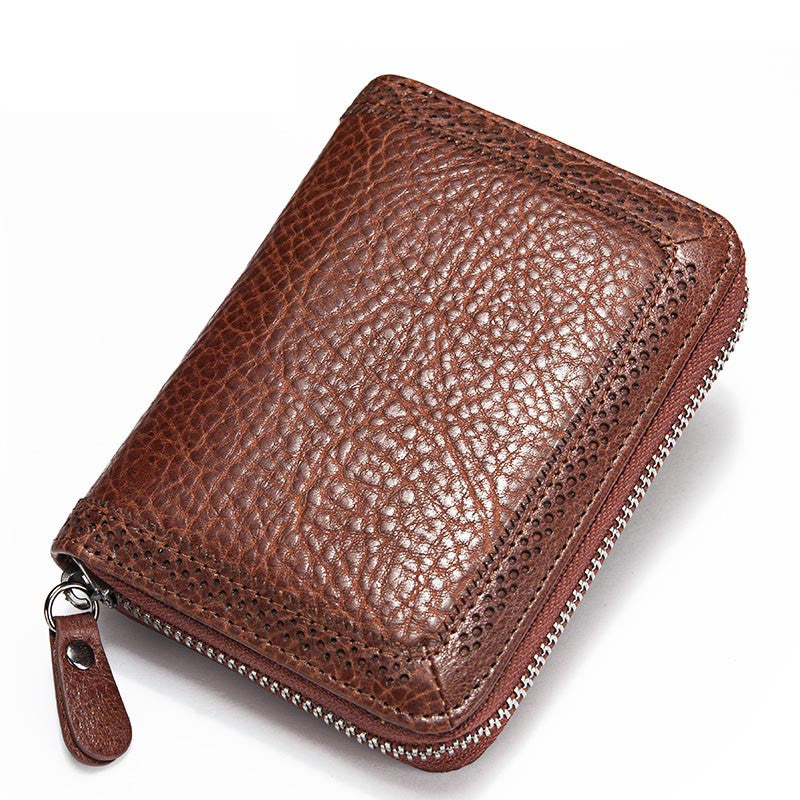 Difenise Authentic Cow Leather women Wallets Vintage style Zipper close large capacity