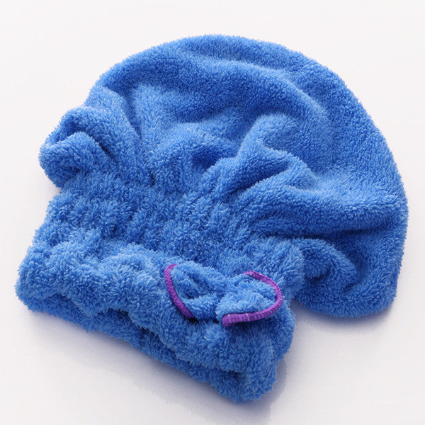 Magic Hair Fast Dry Towel Cap Bath Wrap Twist Hat Bowknot Soild Quick