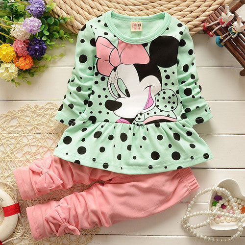 Summer Girls Clothes Kids Tshirt Legging Pants Sport Suit Baby Boy Girls Set Toddler Girl Clothing Suit Minnie Children Clothing