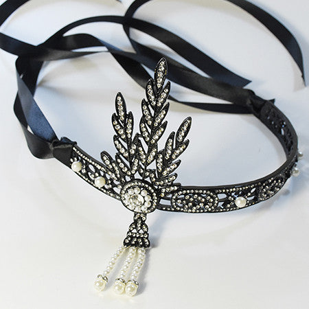 The Great Gatsby DAISY Crystals Pearl Tassels Hair Hoop Headband, Fashion Hair jewelry Christmas gifts