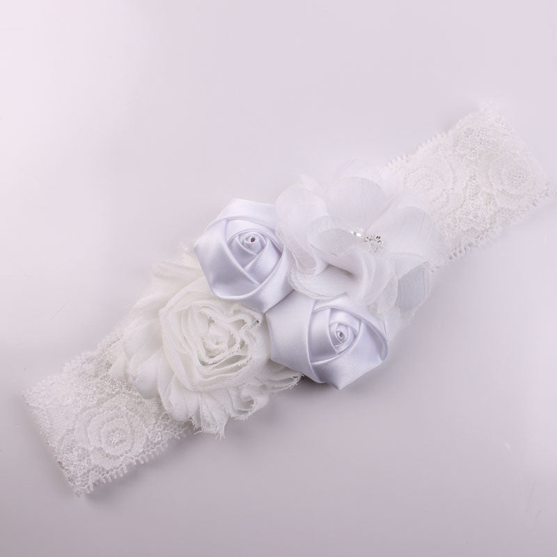 Shabby Lace Baby Headband Chic Flower Girls Headband Hair Bow Flower Headband - Shopy Max