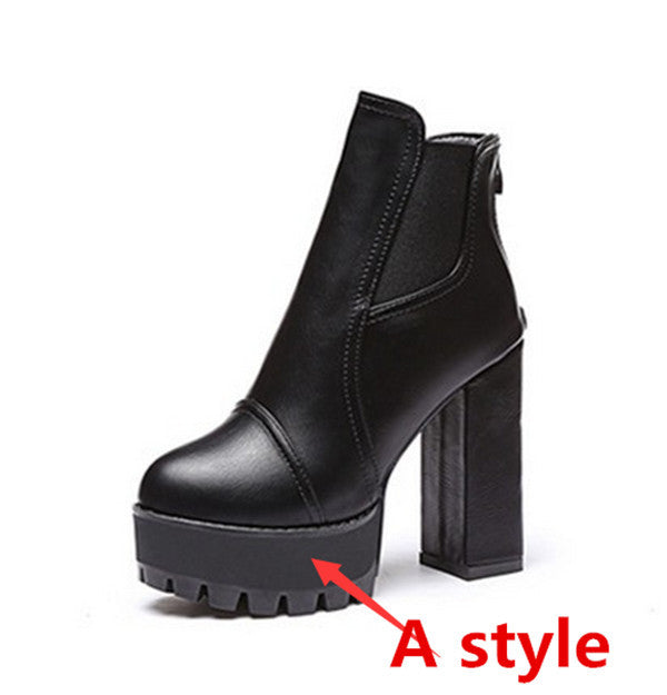 2014 autumn and winter short boots with thick heel ultra high heels platform boots martin boots fashion boots