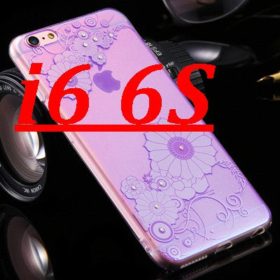 Shiny Soft TPU Blue Light Case for Apple iPhone 6 /6S for iPhone 6 Plus /6S Plus Flower Bling Diamond Chic Slim Phone Back Cover - Shopy Max