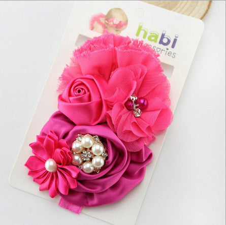 Retail Fashion Infant Toddler Baby Headbands girl flower with rhinestone - Shopy Max