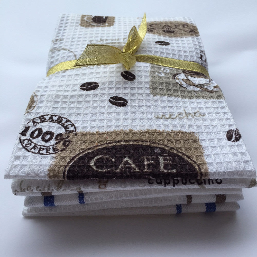 6 Pack Gift Pack-4 PCS Cotton Waffle Kitchen towel with Rooster Embroider - Shopy Max