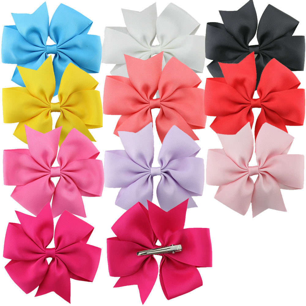 10pcs/set 4.5" Big baby Hair Bow Clip Boutique Girls Kids Grosgrain Ribbon - Shopy Max