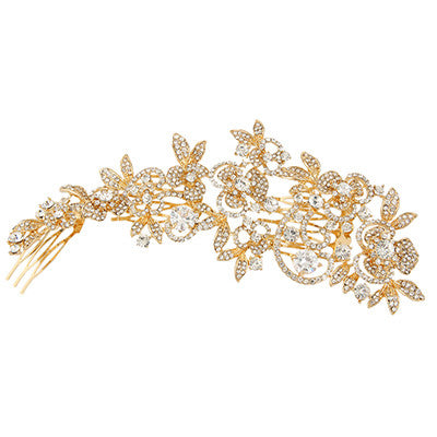 BELLA Brand New Cubic Zirconia Flower Bridal Wedding Hair Comb Gold & Silver & Rose Gold Plated