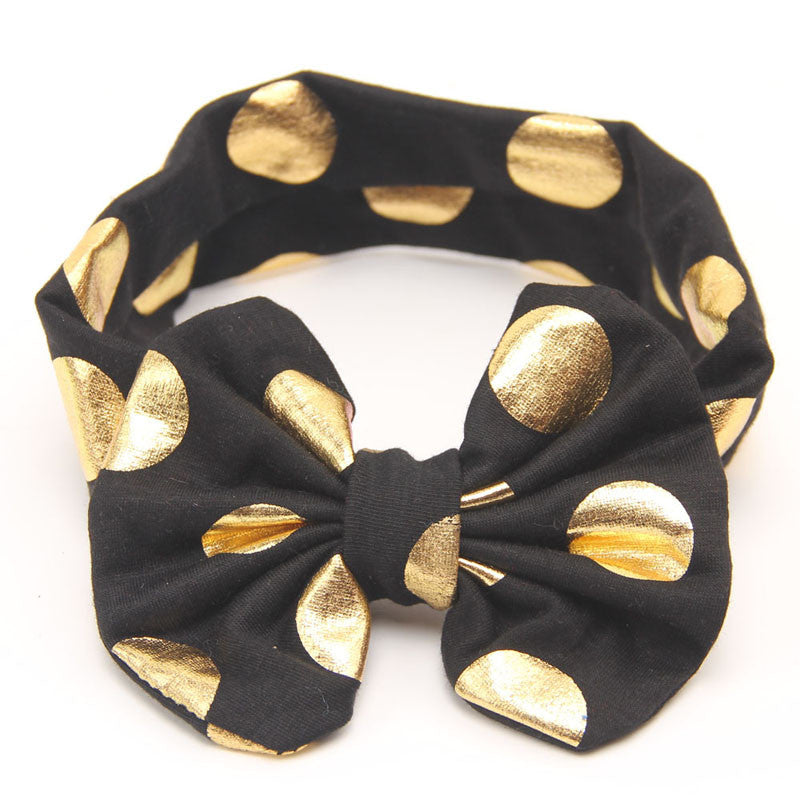 Gold Baby Headband Messy Bow Baby Head wraps Big Bow Baby Headband Head Wrap Newborn Infant Photo Prop Hair Accessories - Shopy Max